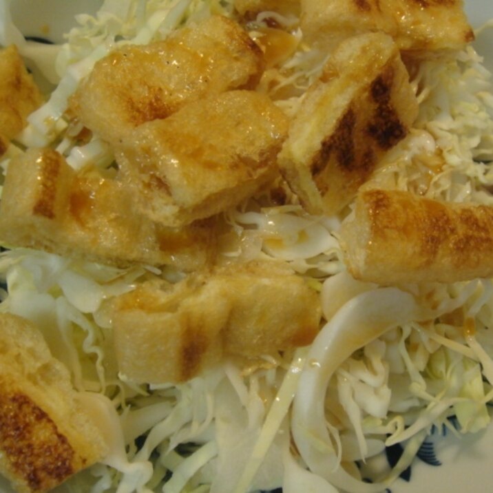 キャベツの千切りと焼きアゲのシンプルサラダ